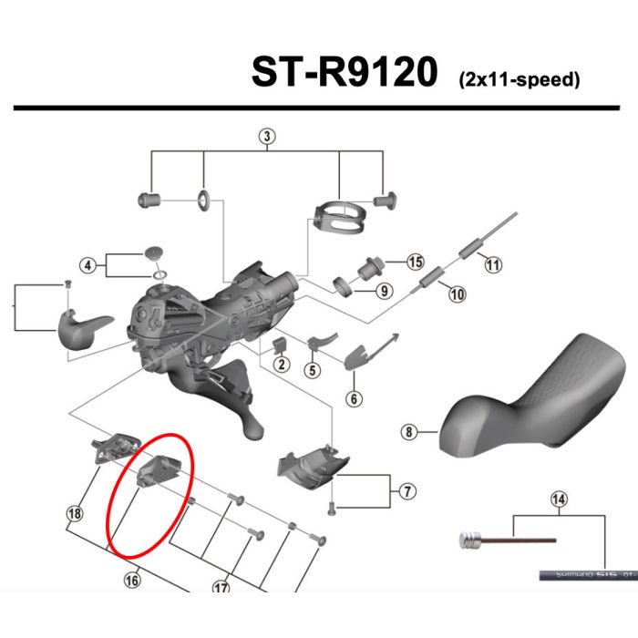 SHIMANO ST-R9120/R8025/R7020/R7025 Diaframma Corpo Leva Sinistro SHIMANO ST-R9120/R8025/R7020/R7025 Diaframma Corpo Leva Sinistro