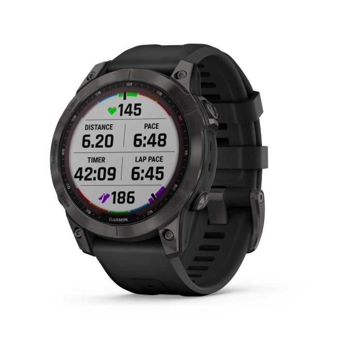 Garmin Fenix 7 sapphire Solar dlc grigio cinturino nero | GARMIN | Cingolani
