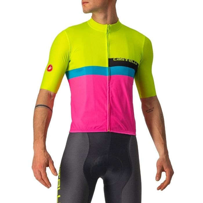 Maglia Castelli A blocco lime/rosa fluo/blu Primavera/Estate 2022 | CASTELLI  | Cingolani