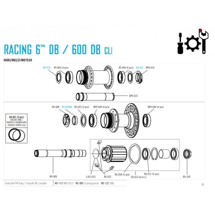 Ricambi ruote Racing 6 db | FULCRUM | Cingolani