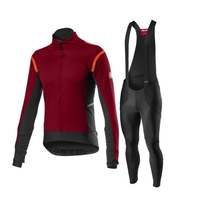 Completo Castelli Giacca Alpha RoS 2 granata + Salopette Sorpasso RoS nero  Autunno/Inverno 2021/2022 | CASTELLI | Cingolani