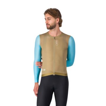 Maglia manica lunga Castelli Corretto marrone/neon cobalto-bianco