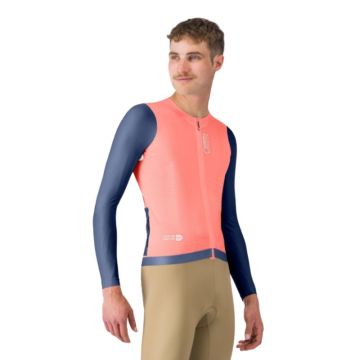 Maglia manica lunga Castelli Corretto rosa brillante/ belgian blu-bianco