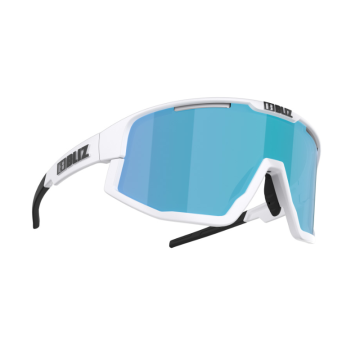 Occhiali Bliz Fusion small bianco opaco lente marrone/blu mirror