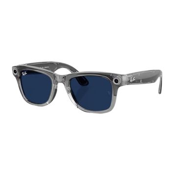 Occhiali Ray-ban meta Wayfarer gen2 grigio trasparente lenti transition sapphire