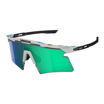 Occhiali Scicon Aeroshade 2.0 titanium World Champion Edition bianco opaco blu lente verde specchiata